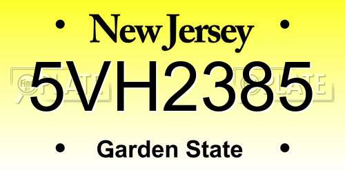 5VH2385 New Jersey License Plate