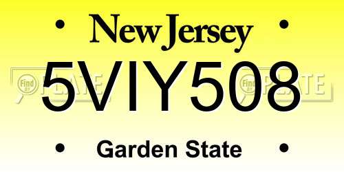 5VIY508 New Jersey License Plate