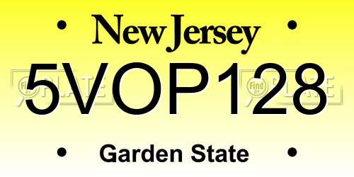 5VOP128 New Jersey License Plate