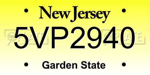 5VP2940 New Jersey License Plate