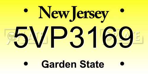 5VP3169 New Jersey License Plate