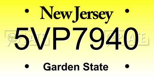 5VP7940 New Jersey License Plate