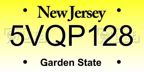 5VQP128 New Jersey License Plate