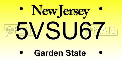 5VSU67 New Jersey License Plate