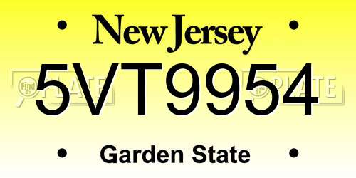 5VT9954 New Jersey License Plate
