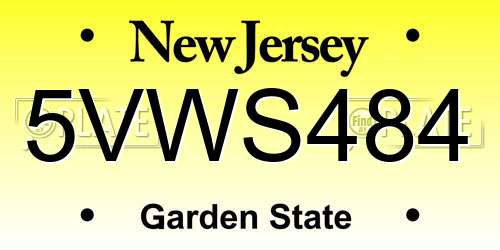 5VWS484 New Jersey License Plate