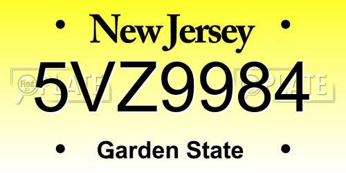 5VZ9984 New Jersey License Plate