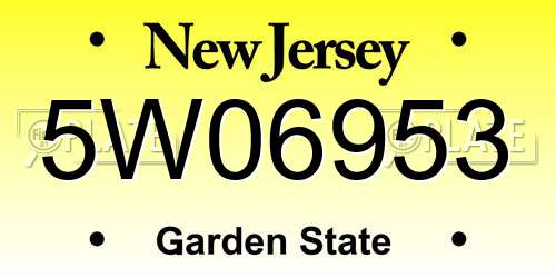 5W06953 New Jersey License Plate