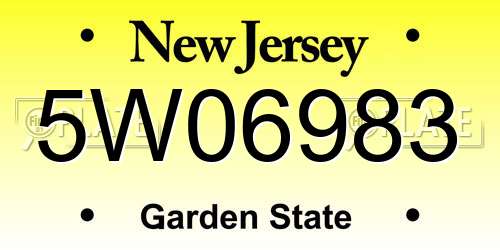 5W06983 New Jersey License Plate