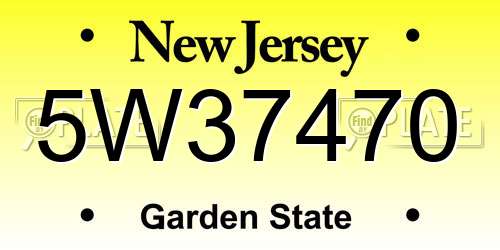5W37470 New Jersey License Plate