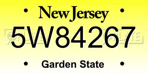 5W84267 New Jersey License Plate