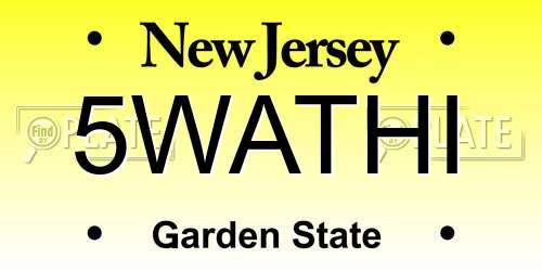 5WATHI New Jersey License Plate