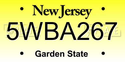 5WBA267 New Jersey License Plate