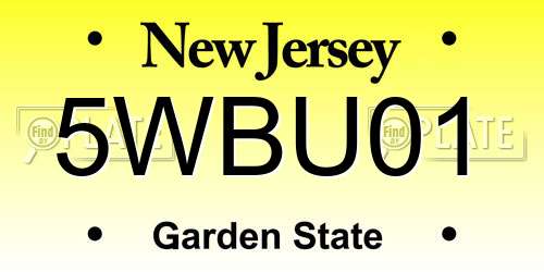 5WBU01 New Jersey License Plate