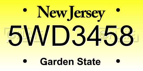 5WD3458 New Jersey License Plate
