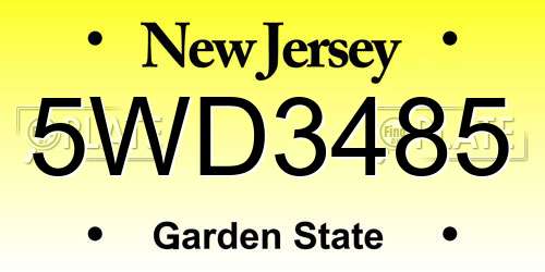 5WD3485 New Jersey License Plate