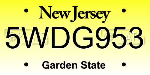 5WDG953 New Jersey License Plate