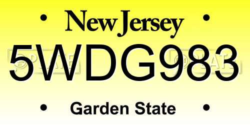 5WDG983 New Jersey License Plate