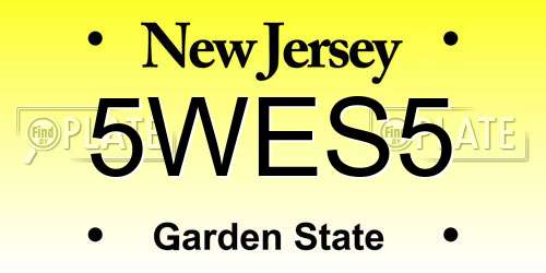 5WES5 New Jersey License Plate