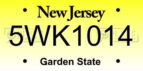 5WK1014 New Jersey License Plate