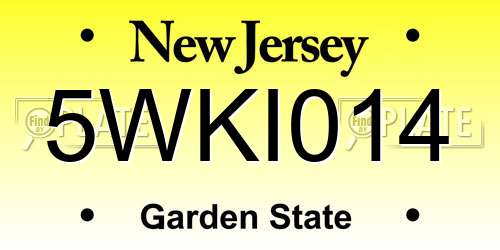 5WKI014 New Jersey License Plate