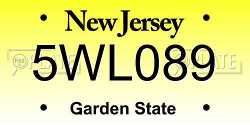 5WL089 New Jersey License Plate