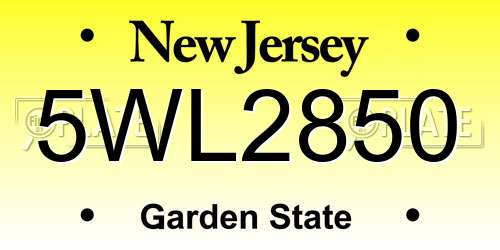 5WL2850 New Jersey License Plate