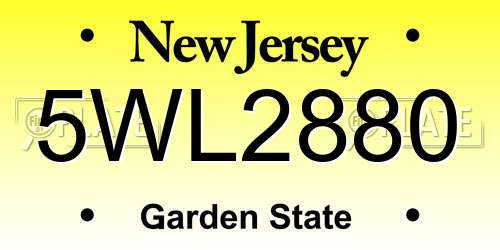 5WL2880 New Jersey License Plate