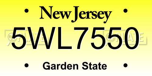 5WL7550 New Jersey License Plate