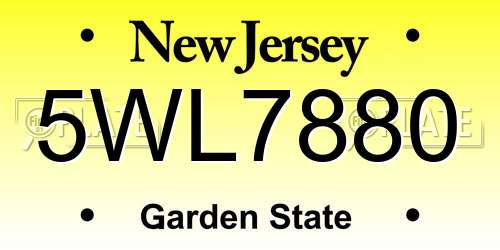 5WL7880 New Jersey License Plate