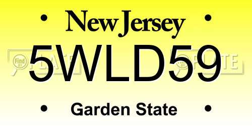 5WLD59 New Jersey License Plate