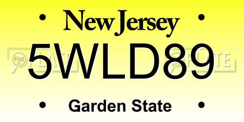 5WLD89 New Jersey License Plate