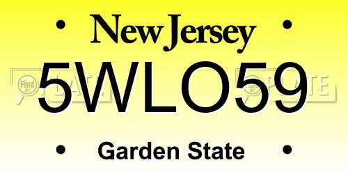 5WLO59 New Jersey License Plate