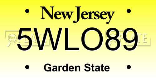 5WLO89 New Jersey License Plate