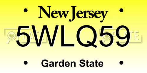 5WLQ59 New Jersey License Plate