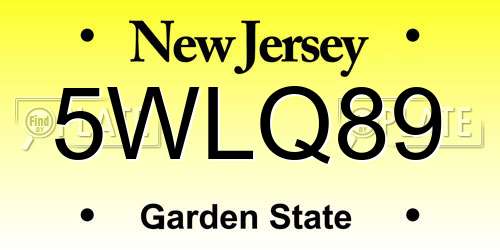 5WLQ89 New Jersey License Plate