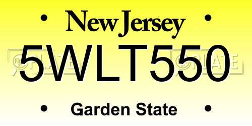 5WLT550 New Jersey License Plate