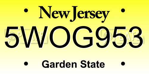 5WOG953 New Jersey License Plate