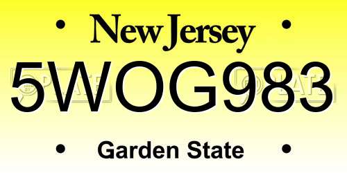 5WOG983 New Jersey License Plate