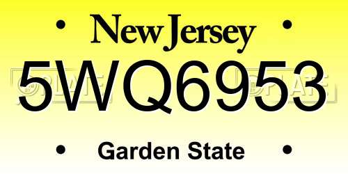5WQ6953 New Jersey License Plate