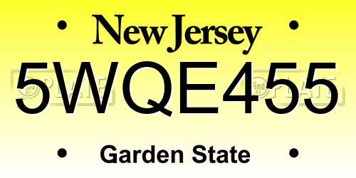 5WQE455 New Jersey License Plate