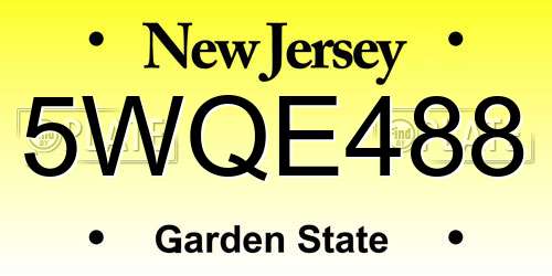 5WQE488 New Jersey License Plate