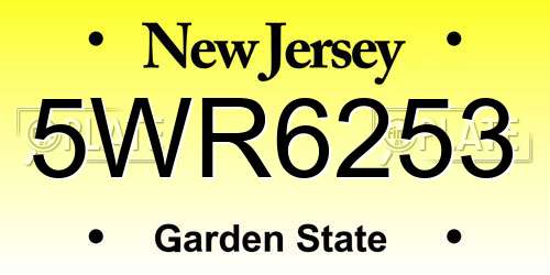 5WR6253 New Jersey License Plate
