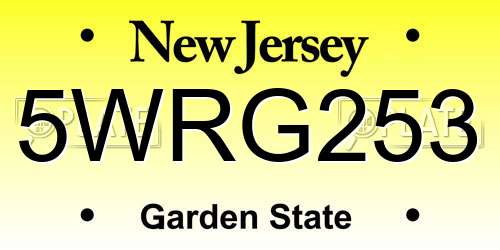 5WRG253 New Jersey License Plate
