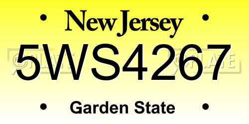 5WS4267 New Jersey License Plate