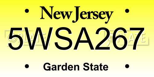 5WSA267 New Jersey License Plate