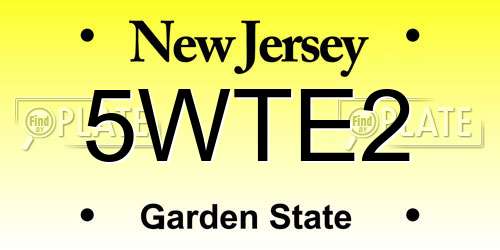 5WTE2 New Jersey License Plate