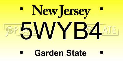 5WYB4 New Jersey License Plate