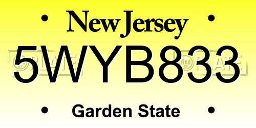 5WYB833 New Jersey License Plate