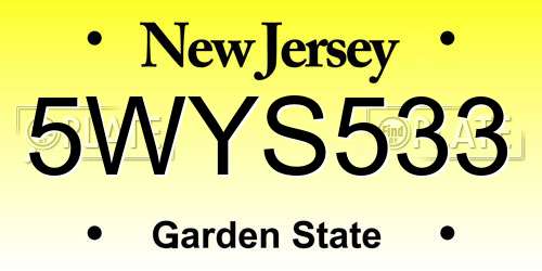 5WYS533 New Jersey License Plate